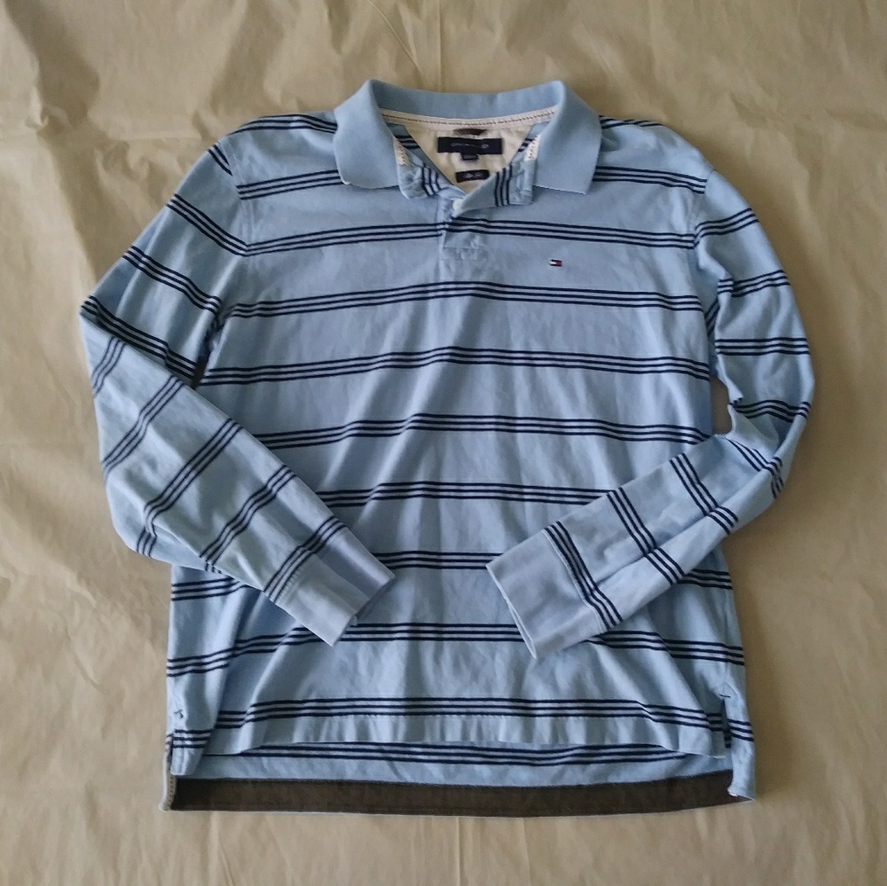 Tommy hilfiger long sleeve polo mens sz large.